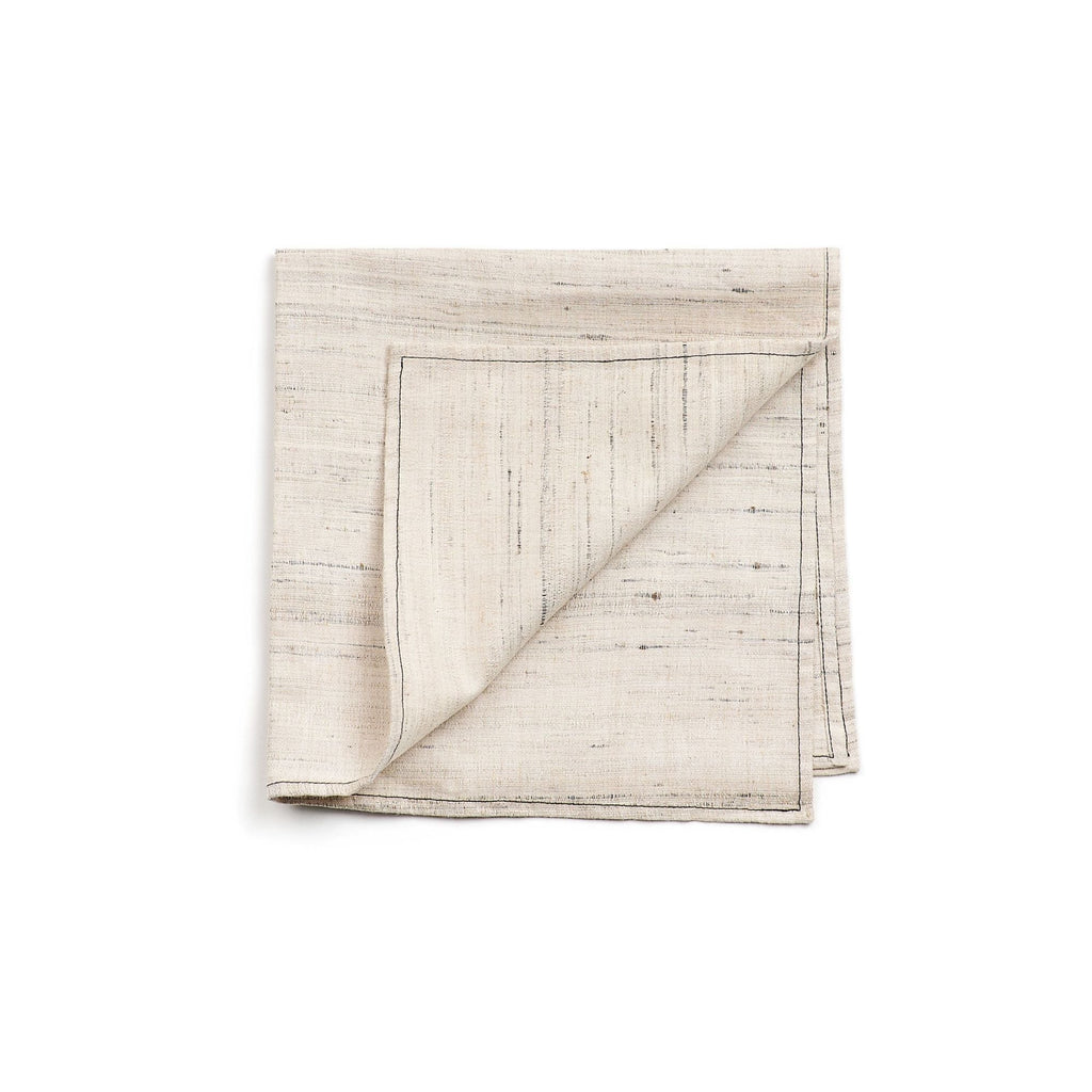 Kora Off White Peace Silk Handloom Napkin (Set of 4)