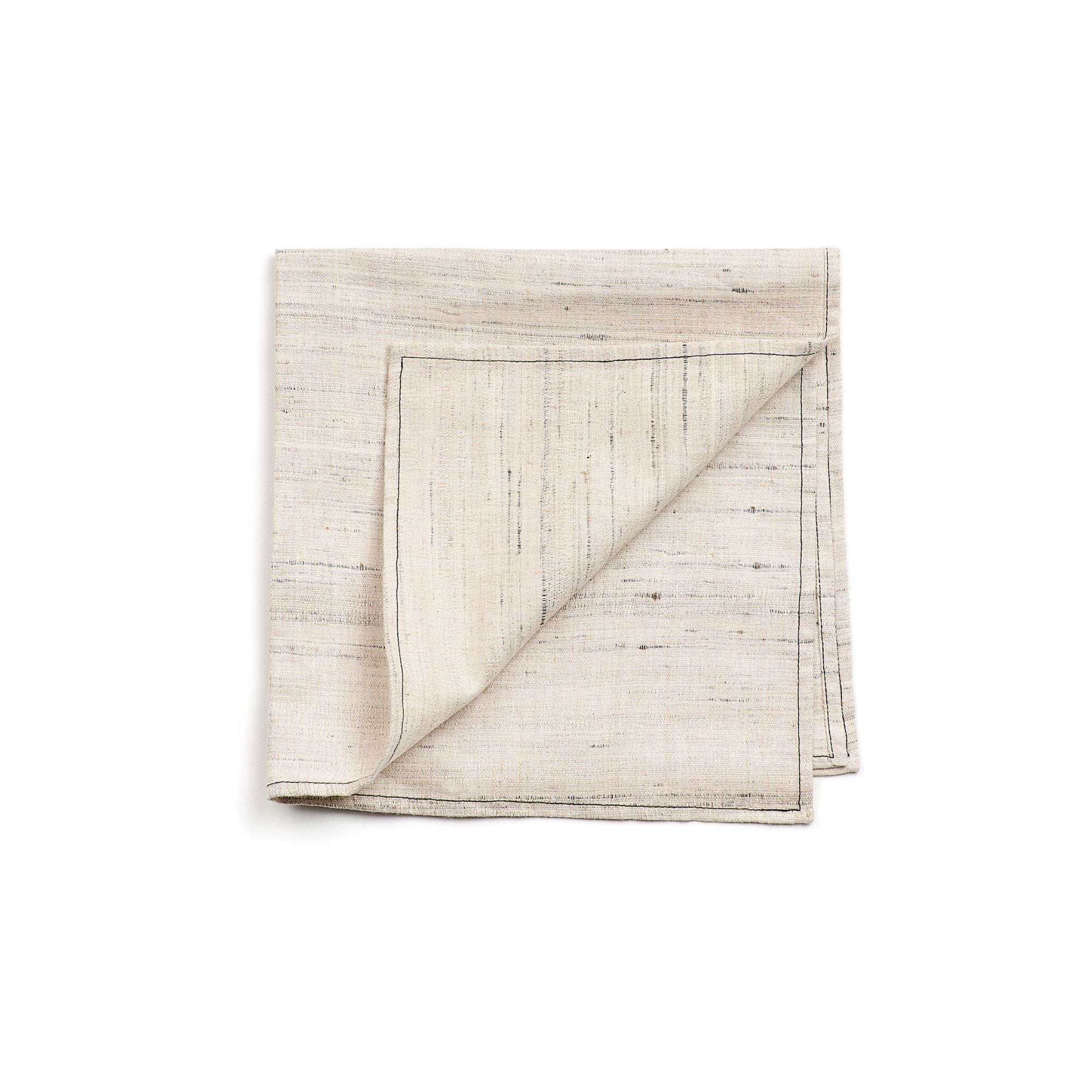Kora Off White Peace Silk Handloom Napkin (Set of 4)