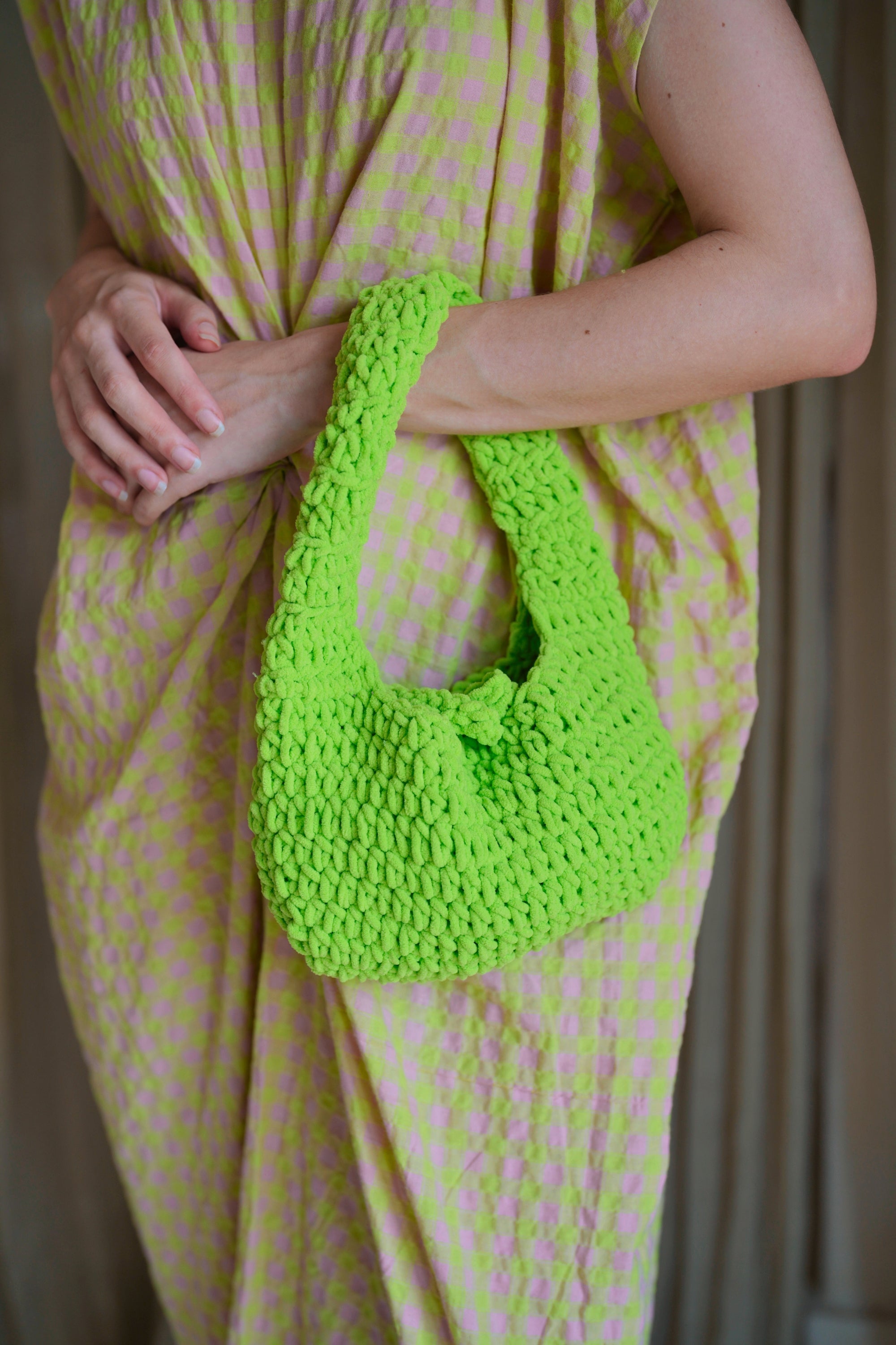 Julia Knit Clutch - Lime Green