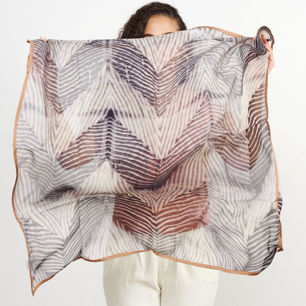 Samu Handcrafted Shibori Print Silk Chiffon Scarf