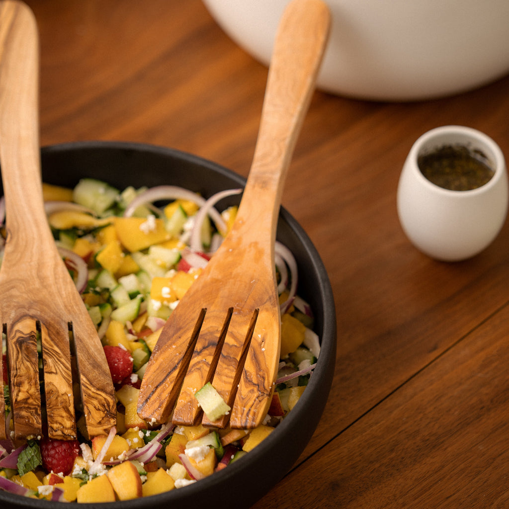 Olive Wood Serving Spatula Forks (Set of 2)