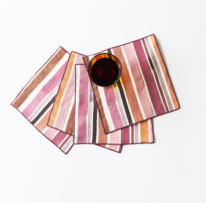Lisbon Stripe Cocktail Napkin Set (Set of 4)