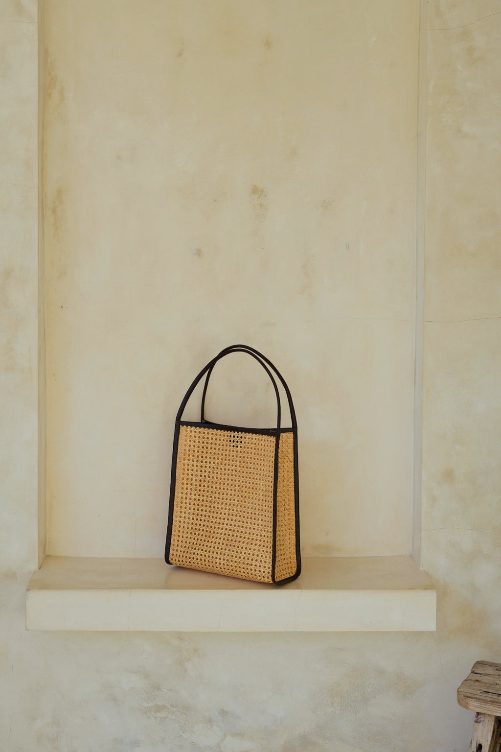 Viviana Oversized Cane & Leather Tote - Dark Brown