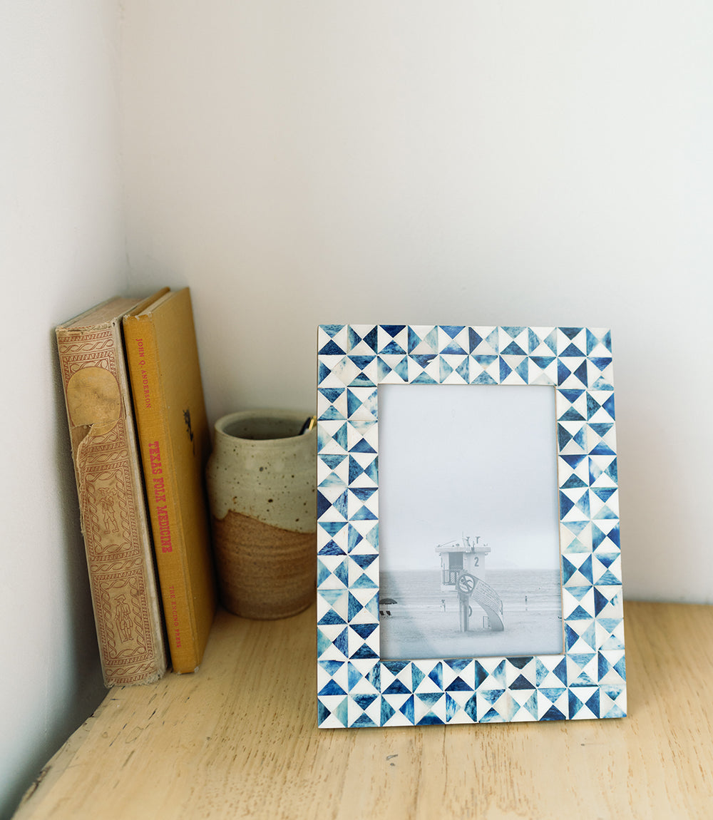 Varuna Cobalt Carved Bone Picture Frame (5x7)