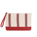 Red Calfskin & Handloomed Fabric Clutch