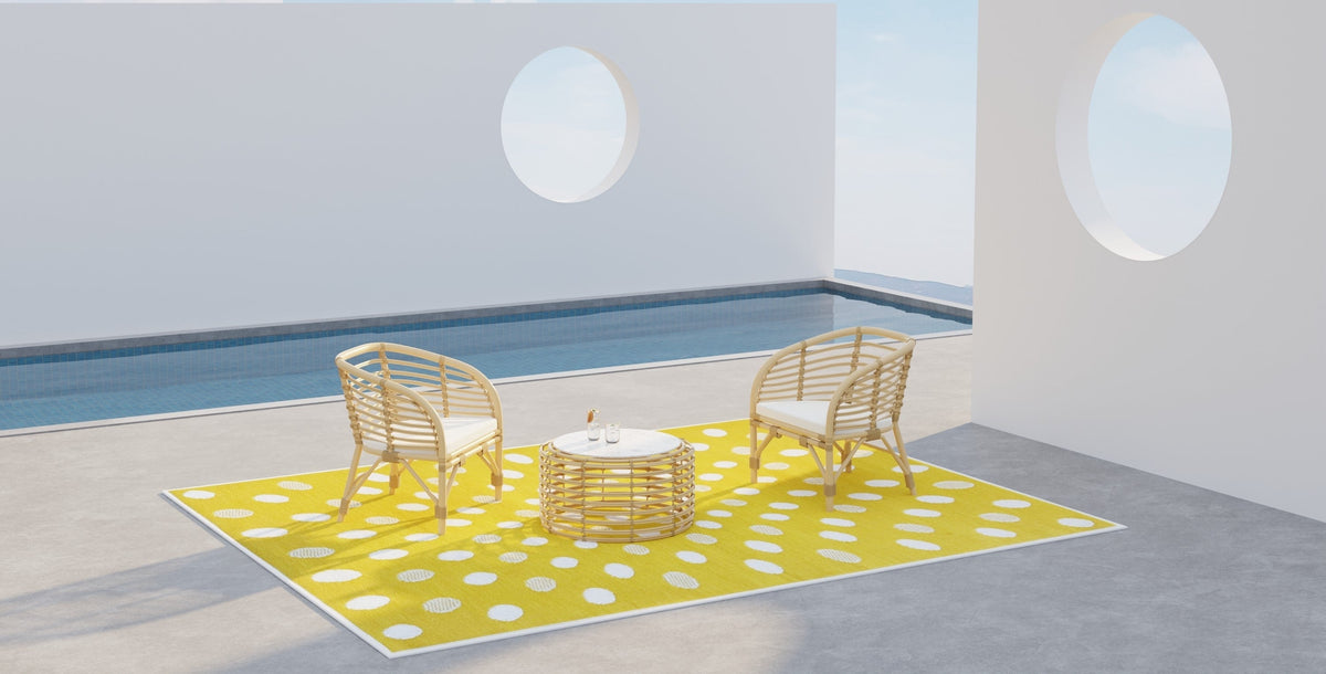 Crazy Dots Yellow & White Rug