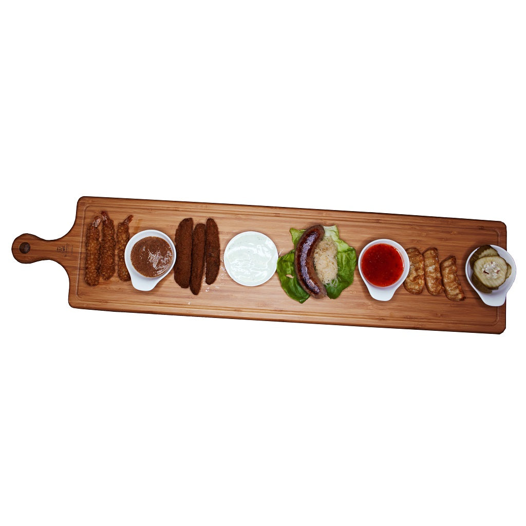 SET OF 2 LONG BAMBOO SERVING BOARDS WITH HANDLE