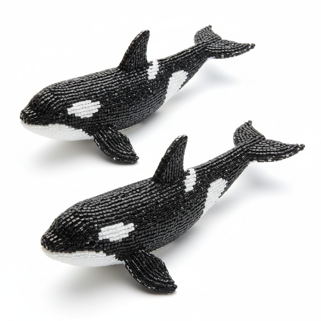 Orca Baby Beaded Figurine (Set of 2)