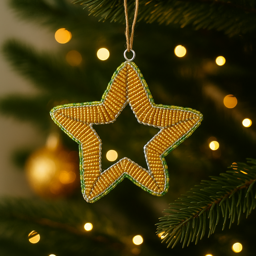 Assorted Handmade Beaded Star Ornament (Set of 3)