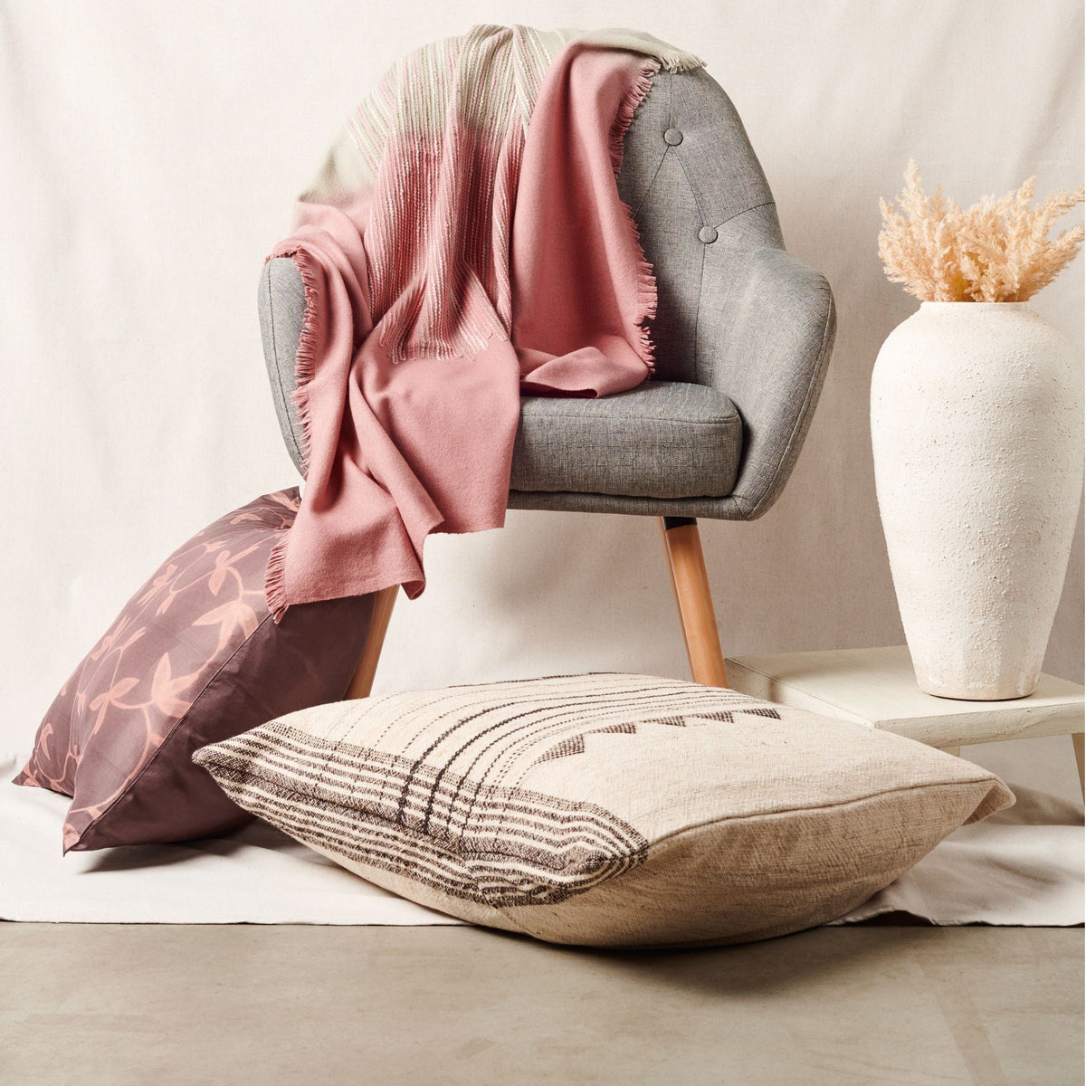 Chive Pink Green Ombre Handloom Merino Throw
