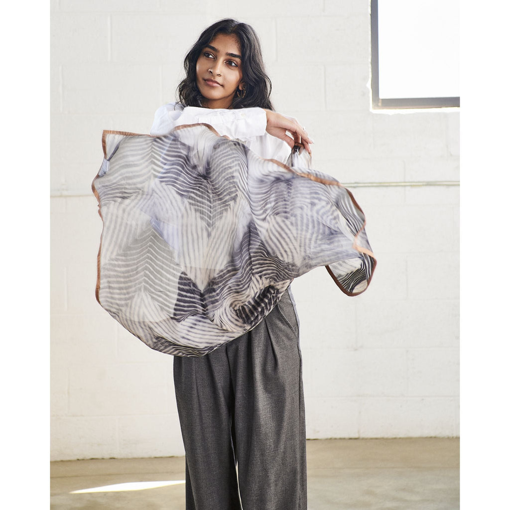 Samu Handcrafted Shibori Print Silk Chiffon Scarf