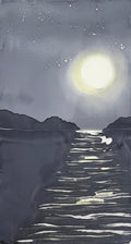 Hand-Dyed Silk Wall Hanging  - Moonrise on the Cove