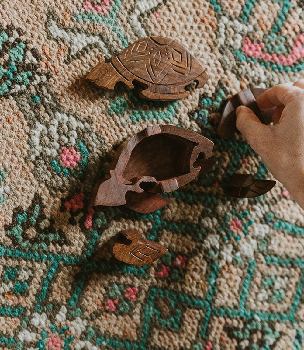 Rosewood Sea Turtle Puzzle Box