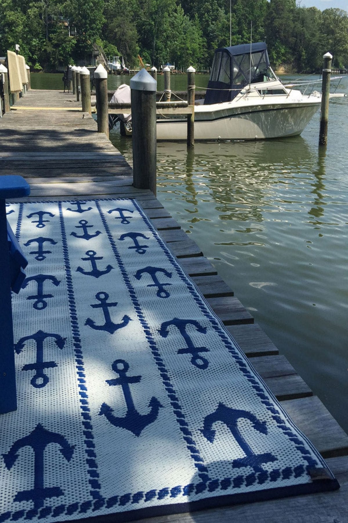Blue & White Anchor Rug