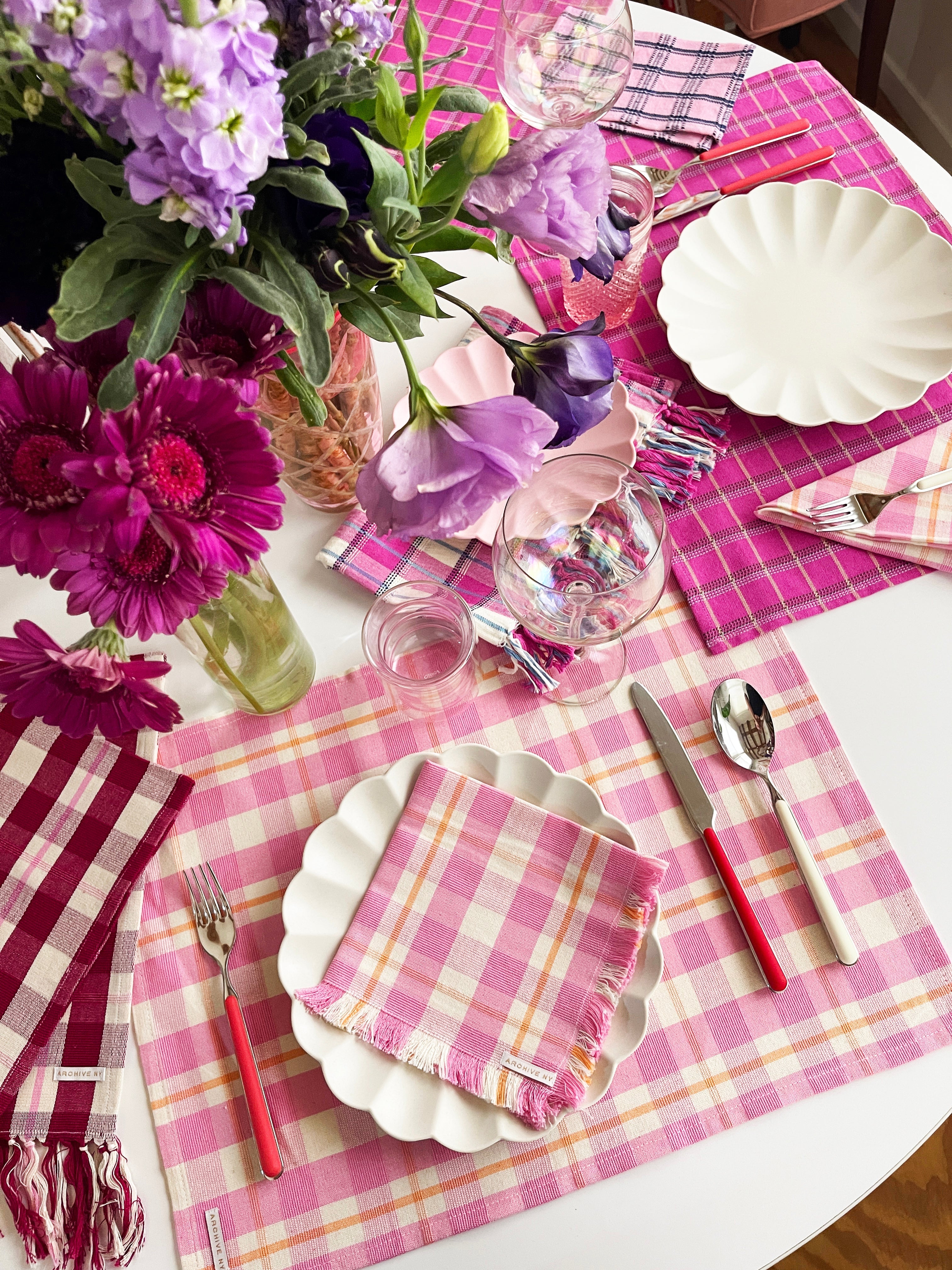 Archive NY Abigail Plaid Placemat - Bubblegum