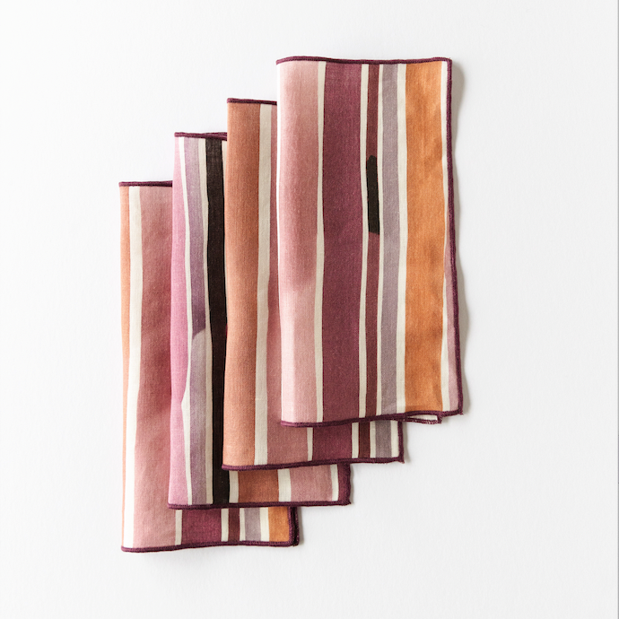 Lisbon Stripe Cocktail Napkin Set (Set of 4)