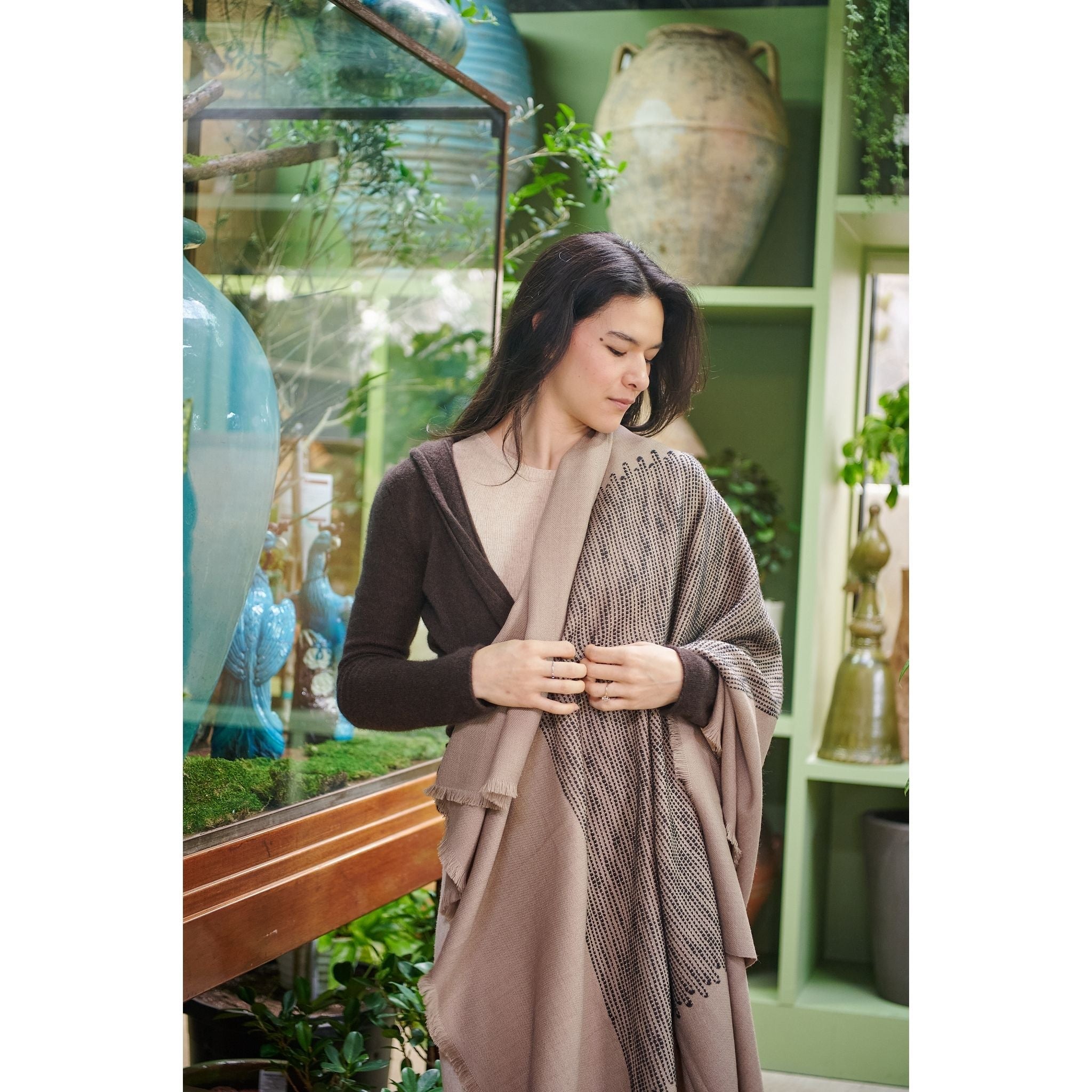 Flo Brown Merino Textured Handloom Throw
