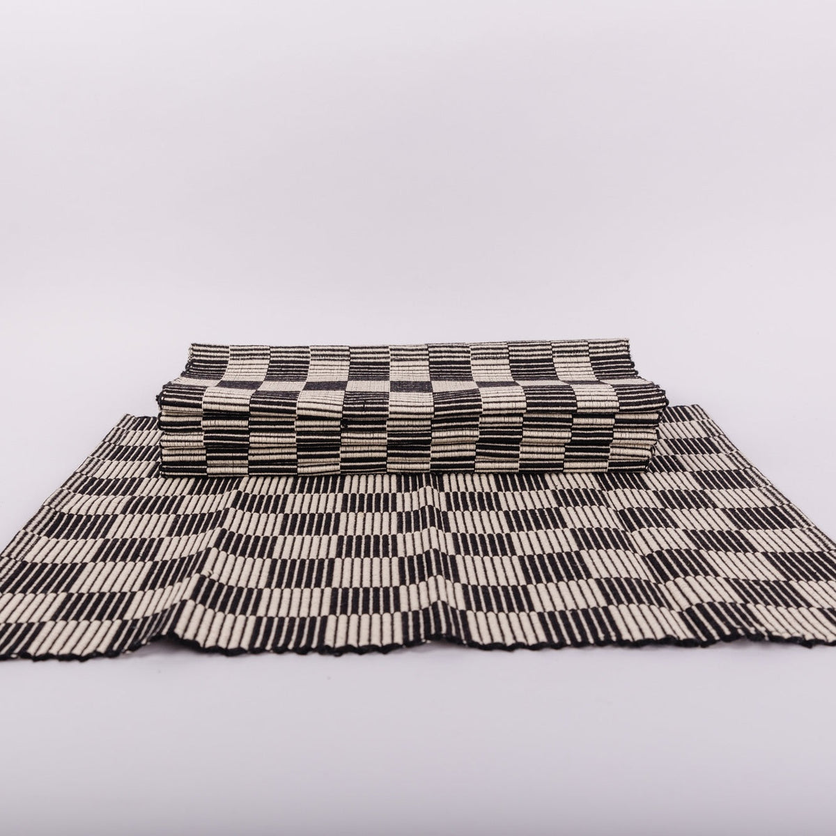 Handloomed Checkered Placemats - Black