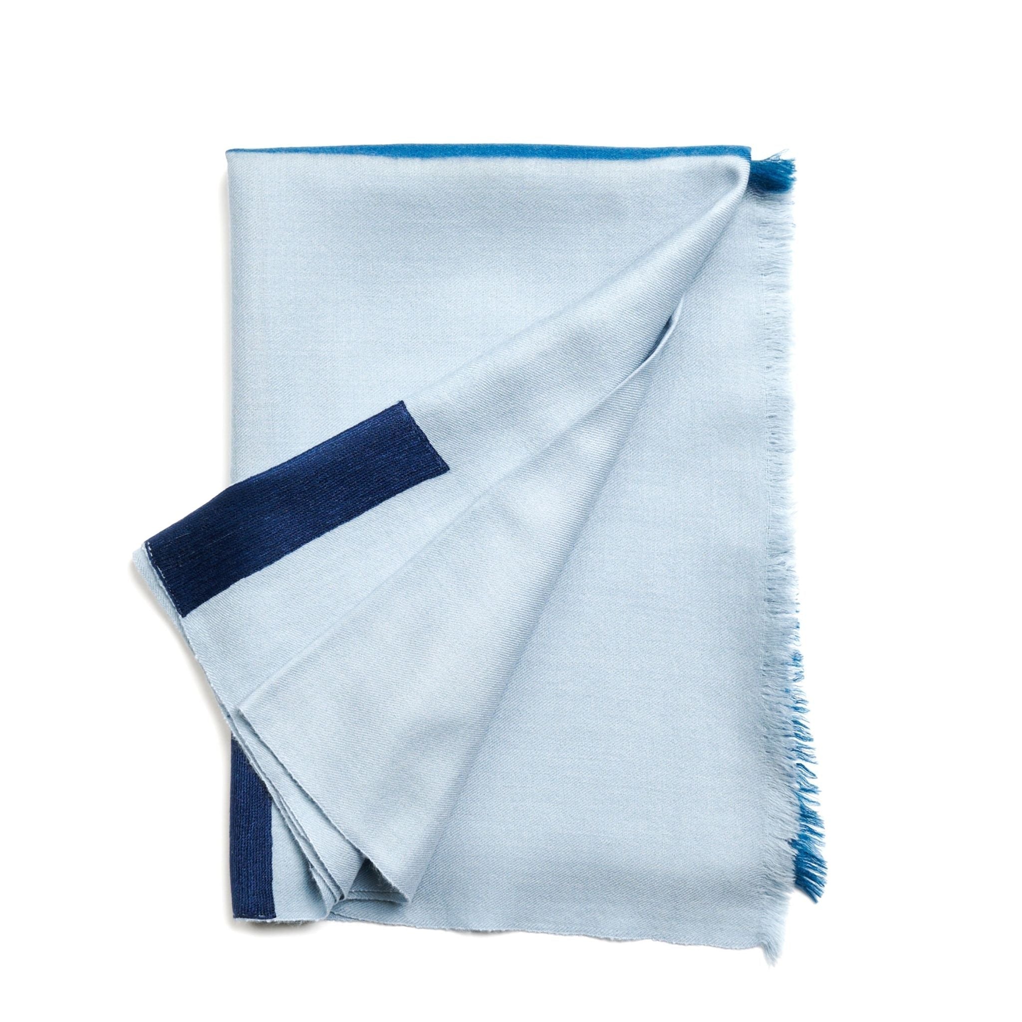 Harbor Blue Hand Embroidered Modern Artisanal Scarf