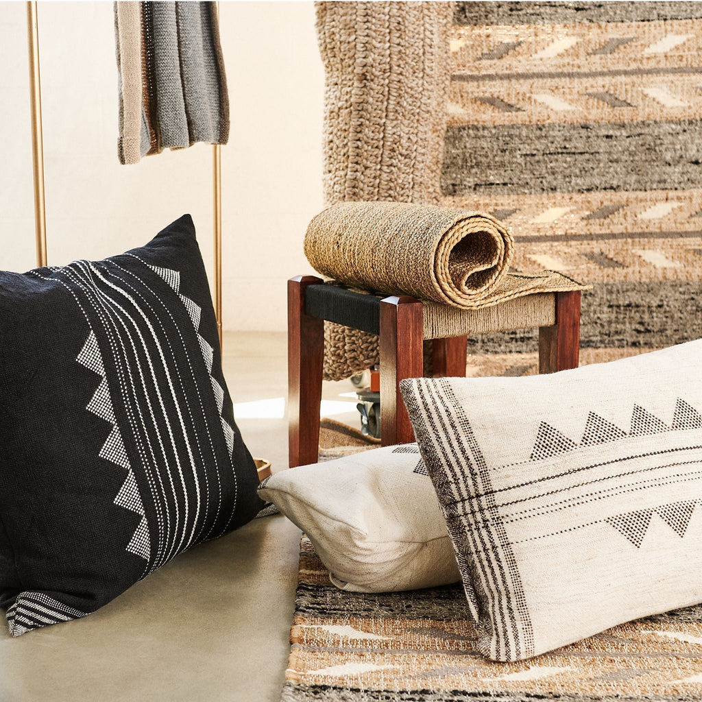 Uneven Arrows Hand Woven Wool Jute Rug - Earthy Hues