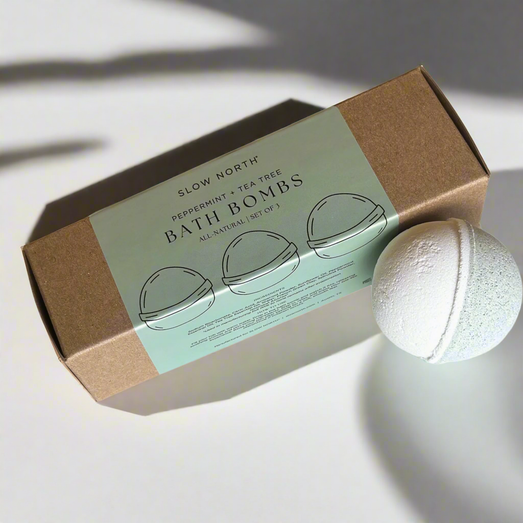 Natural Bath Bomb Set - Peppermint & Tea Tree (Set of 3)