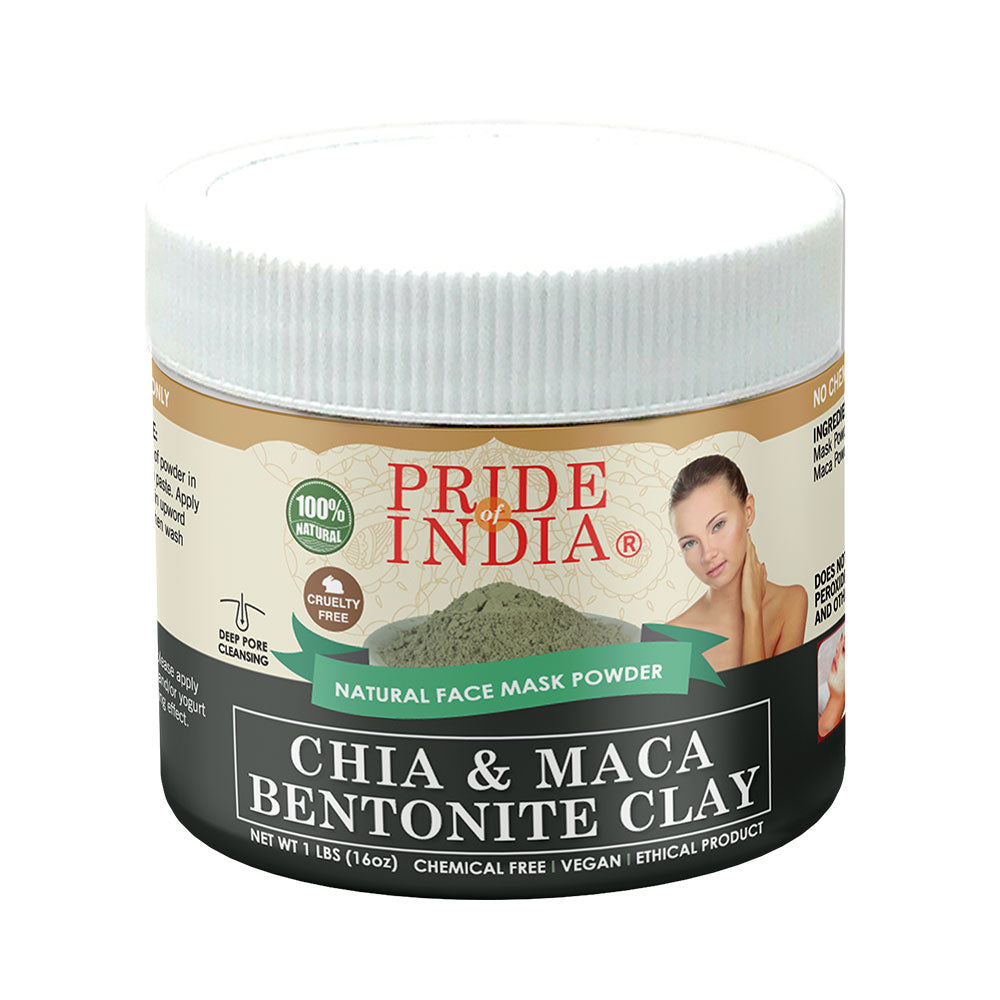 Chia & Maca Healing Bentonite Clay Face Mask Powder, 1 Pound Jar