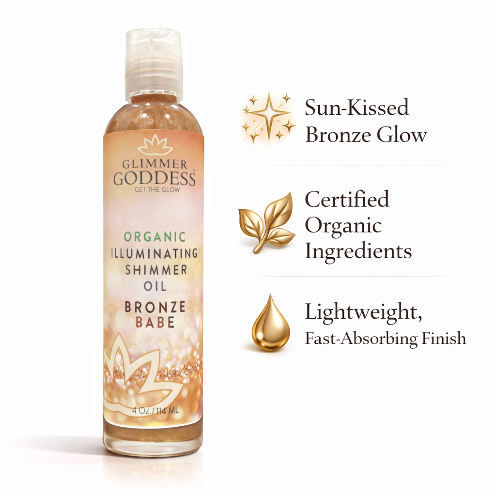 Organic Shimmer Body Oil for a Soft Non-Greasy Body Glow