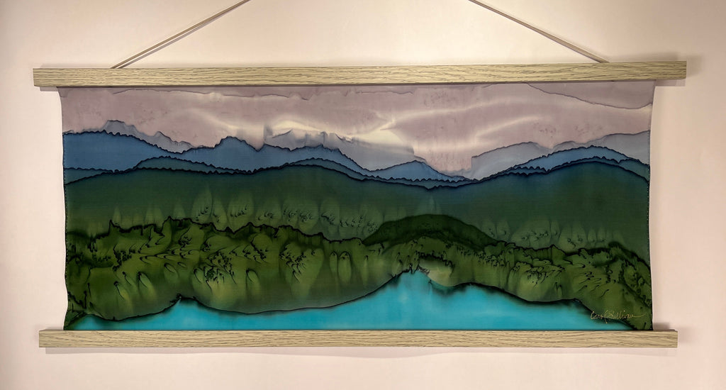 Painting on Silk - Mountain Lake Landscape
