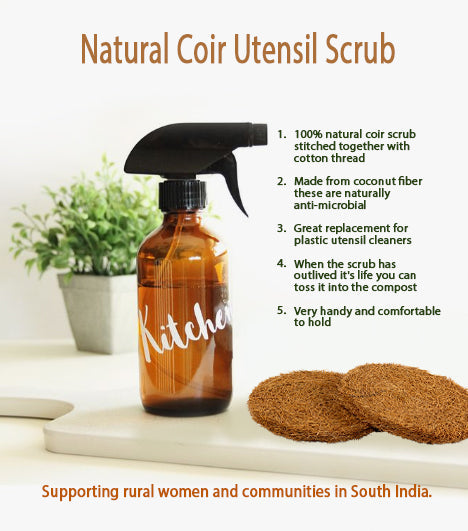 Coconut Coir Utensil and  Dish Washing Pads/Scrubs (6 pack/12 pack)