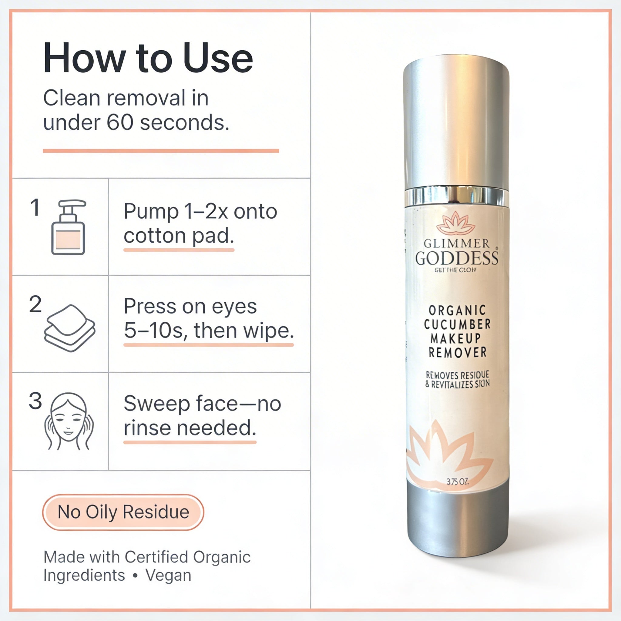 Organic Cucumber Makeup Remover – No Oily Residue