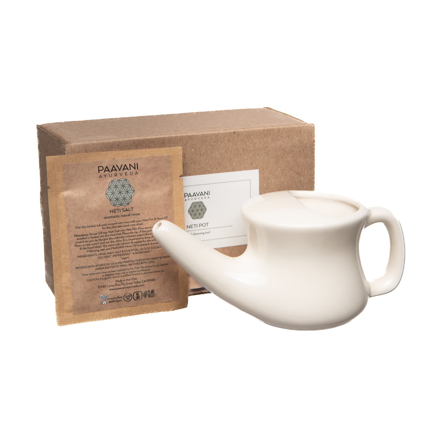 Ceramic Ayurvedic Nasal Cleansing Neti Pot for Sinus Health