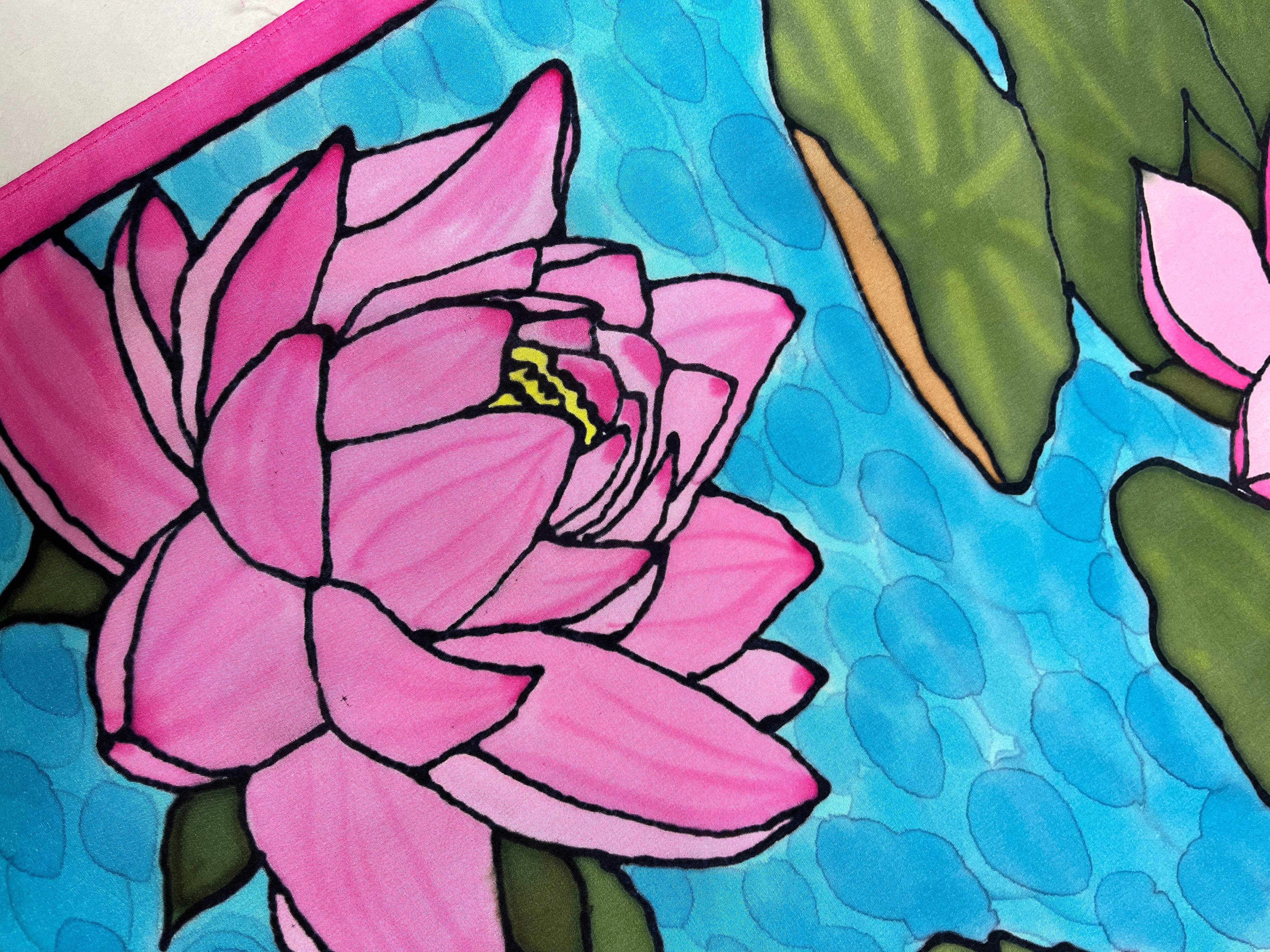 Hand-Dyed Silk Wall Hanging  - Waterlily Zen