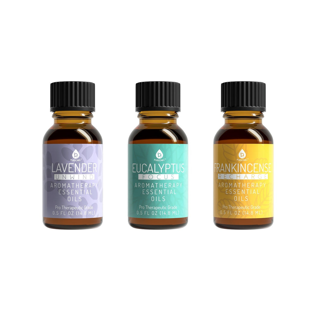 Aromatherapy Essential Oils: Lavender, Eucalyptus & Frankincense (3-Pack)