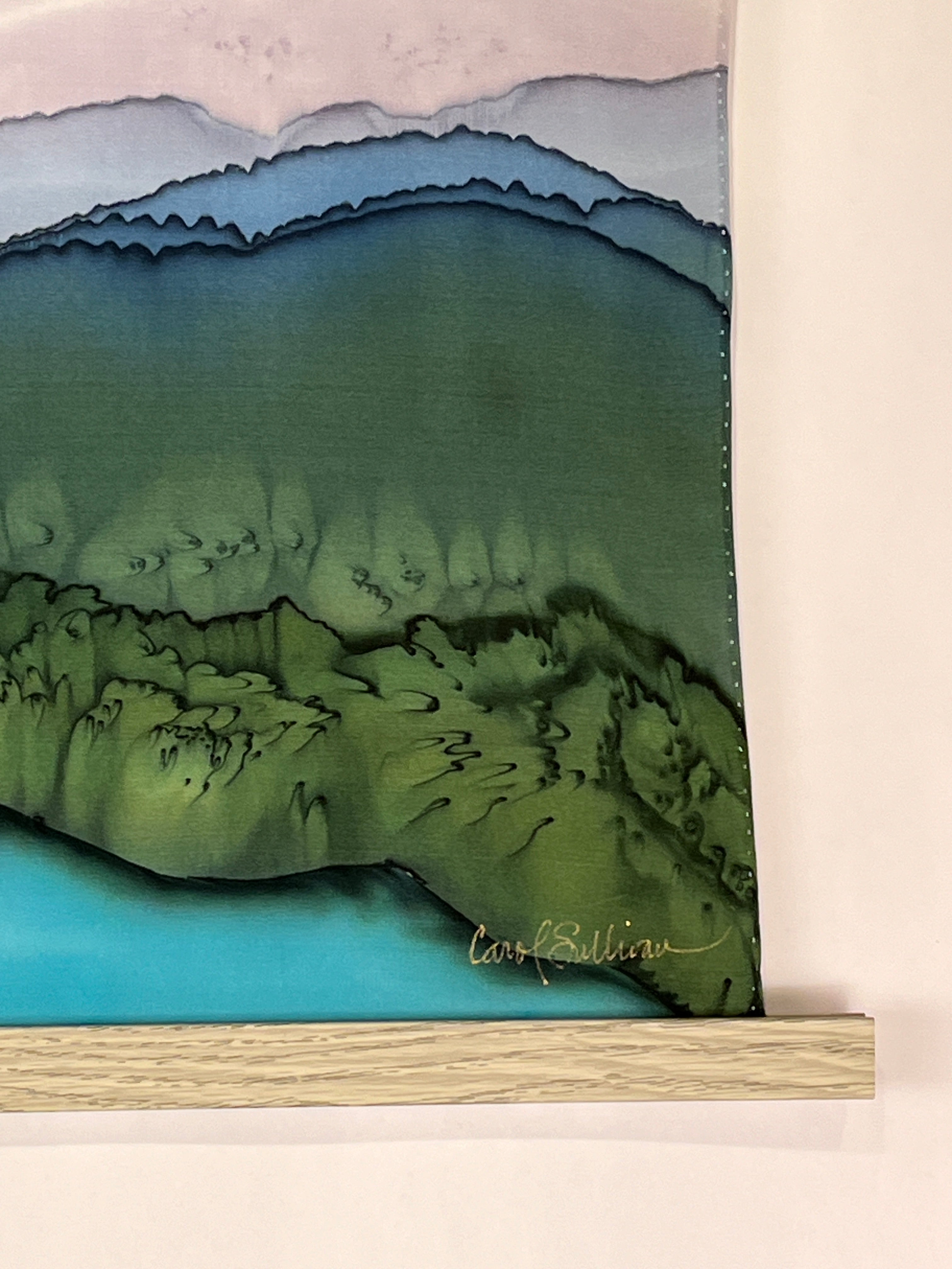 Painting on Silk - Mountain Lake Landscape