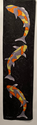 Hand-Dyed Silk Wall Hanging  - Evening Koi