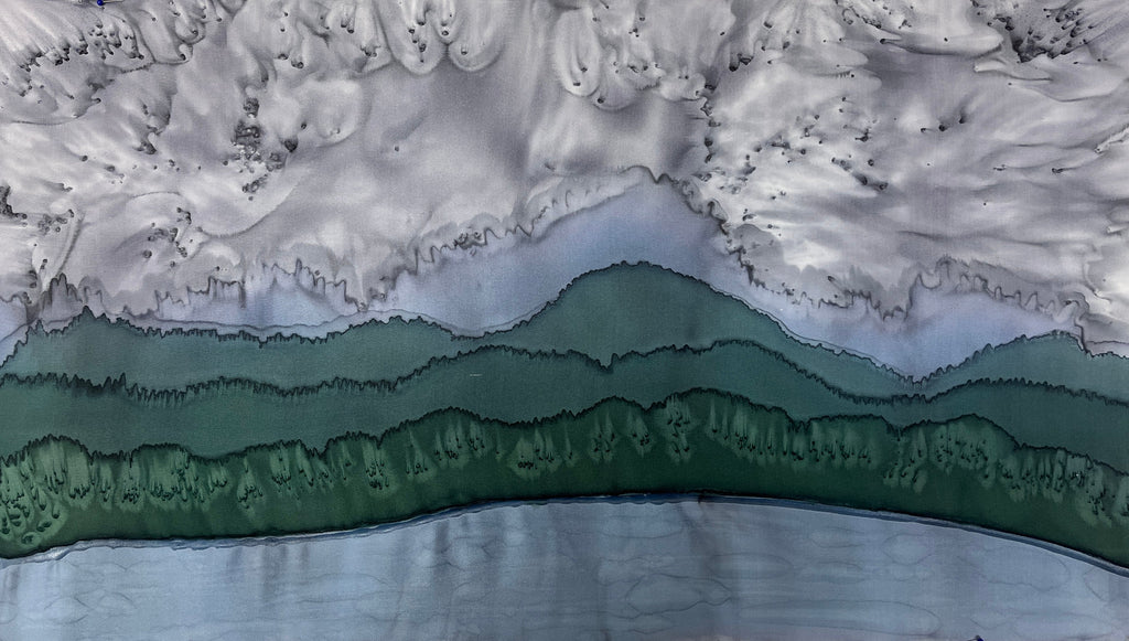 Hand-Dyed Silk Wall Hanging  - Stormy Afternoon
