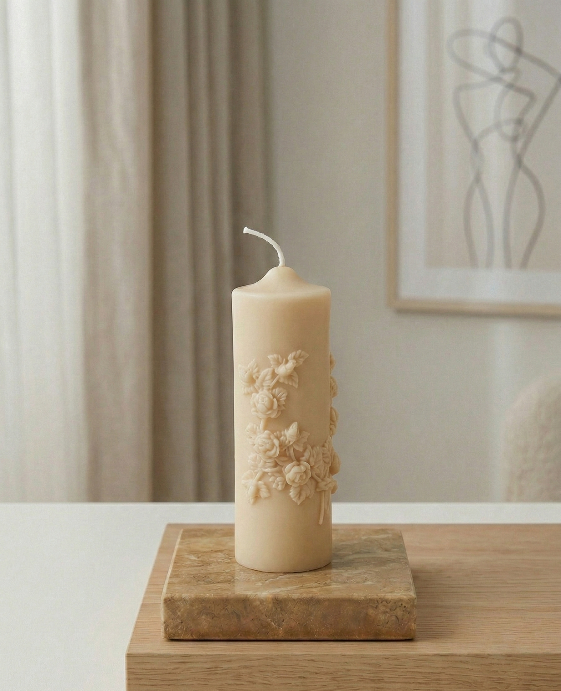 Floral Pillar Candle