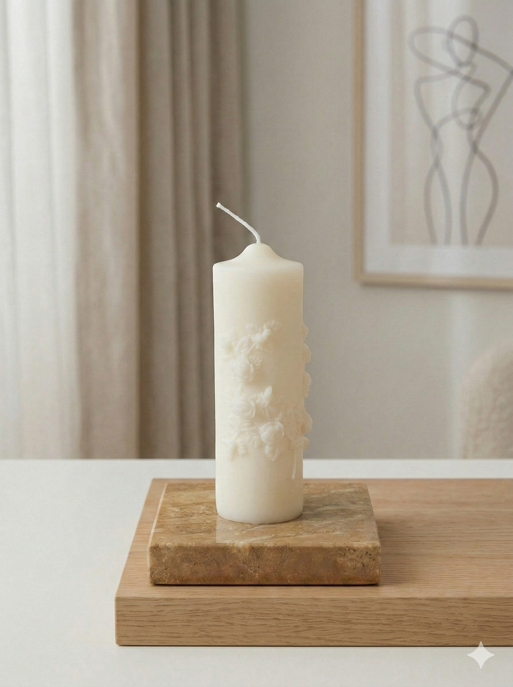 Floral Pillar Candle