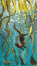 Hand-Dyed Silk Wall Hanging  - Otter Frolic