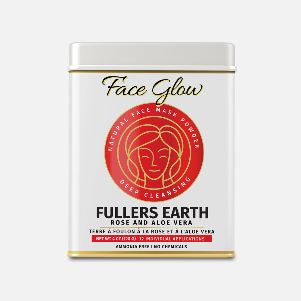 Face Glow Fuller’s Earth Rose & Aloe Vera with Reusable Brush & Tray (12 Individual Sachets of Multani Mitti - 10gm each)