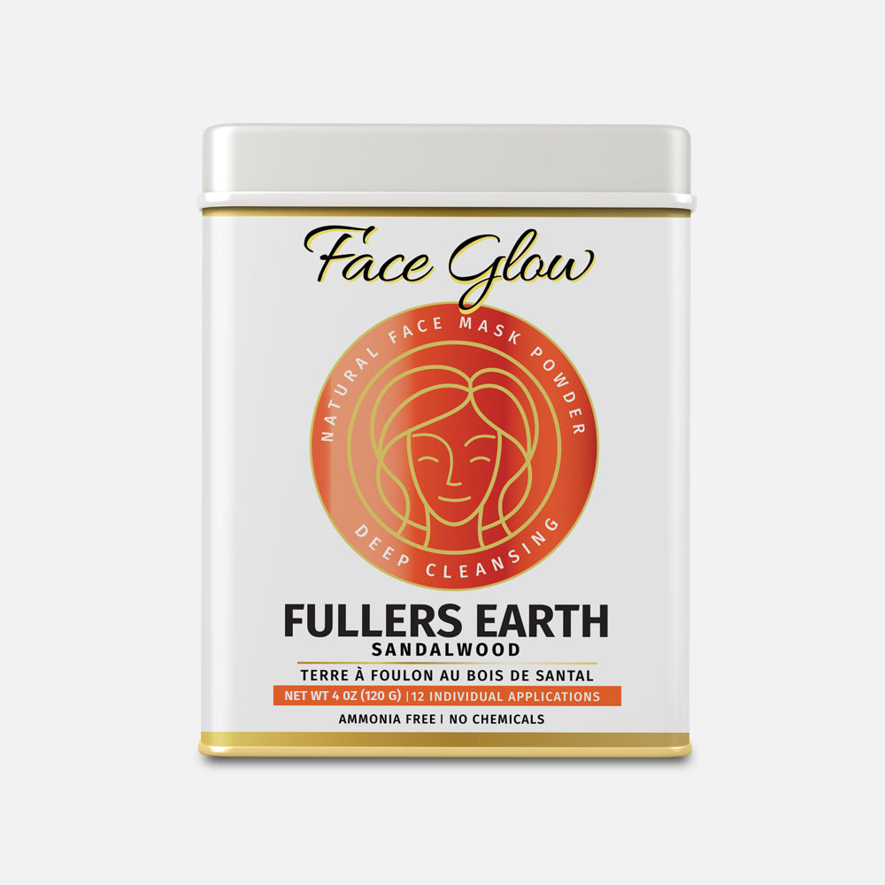 Face Glow Fuller’s Earth Sandalwood with Reusable Brush & Tray (12 Individual Sachets of Multani Mitti - 10gm each)