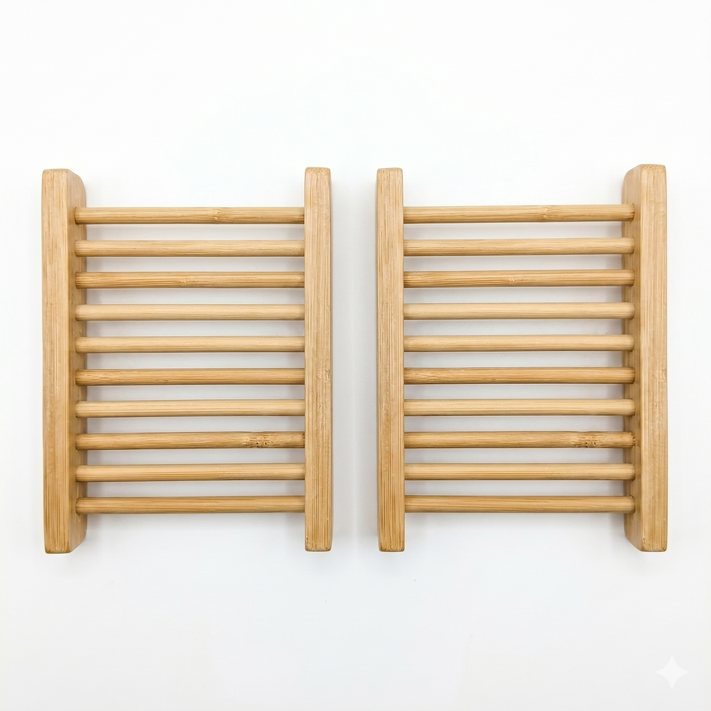 Natural Bamboo Soap Bar Dish (2-Pack)