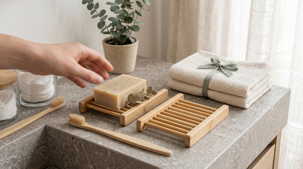 Natural Bamboo Soap Bar Dish (2-Pack)