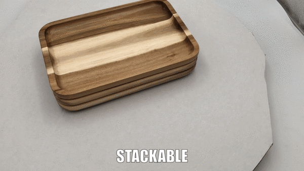 Zavis Green Acacia Wood Serving rectangle Stackable Tray / Dish