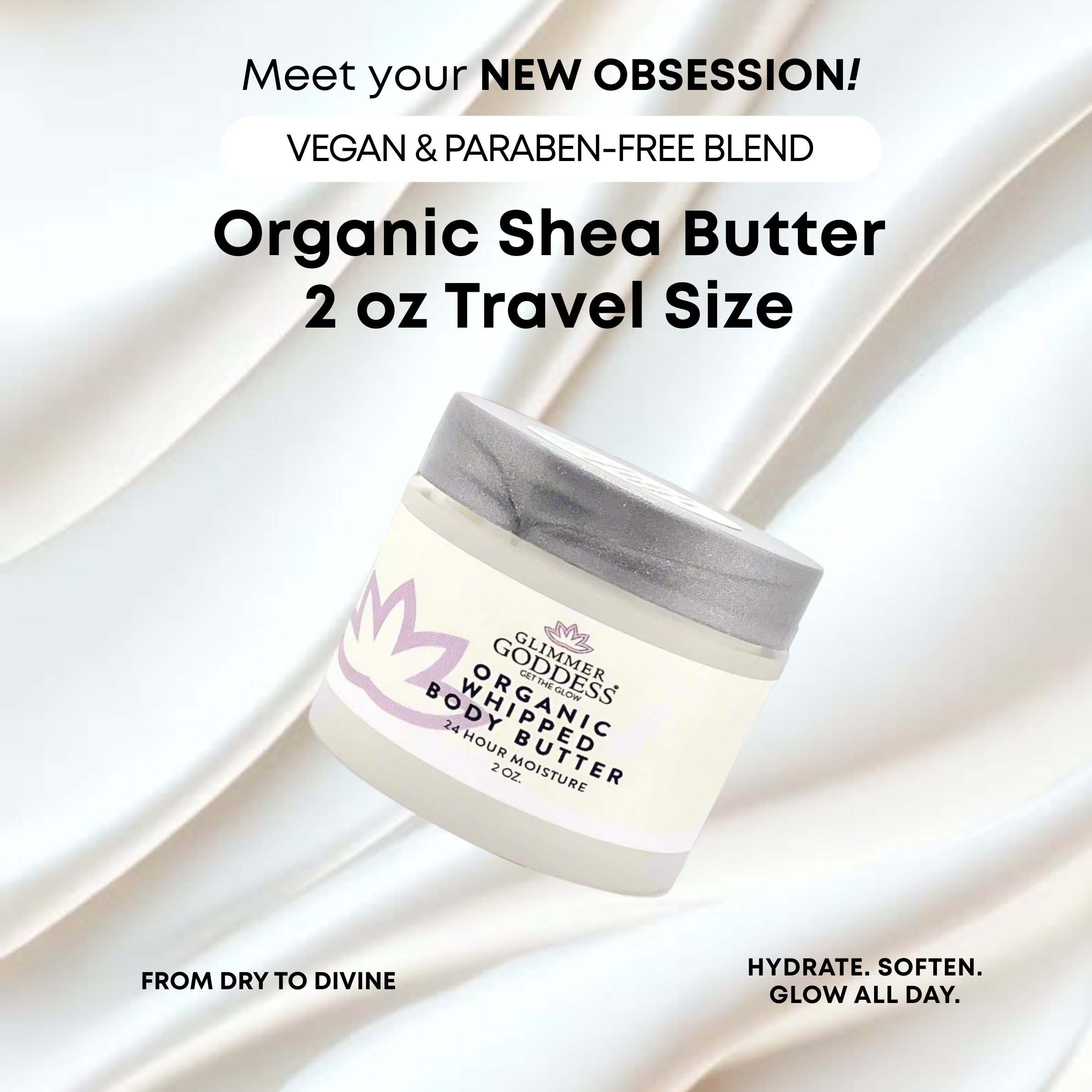 Organic Whipped Body Butter – Mini Travel Size for Dry Skin & Eczema