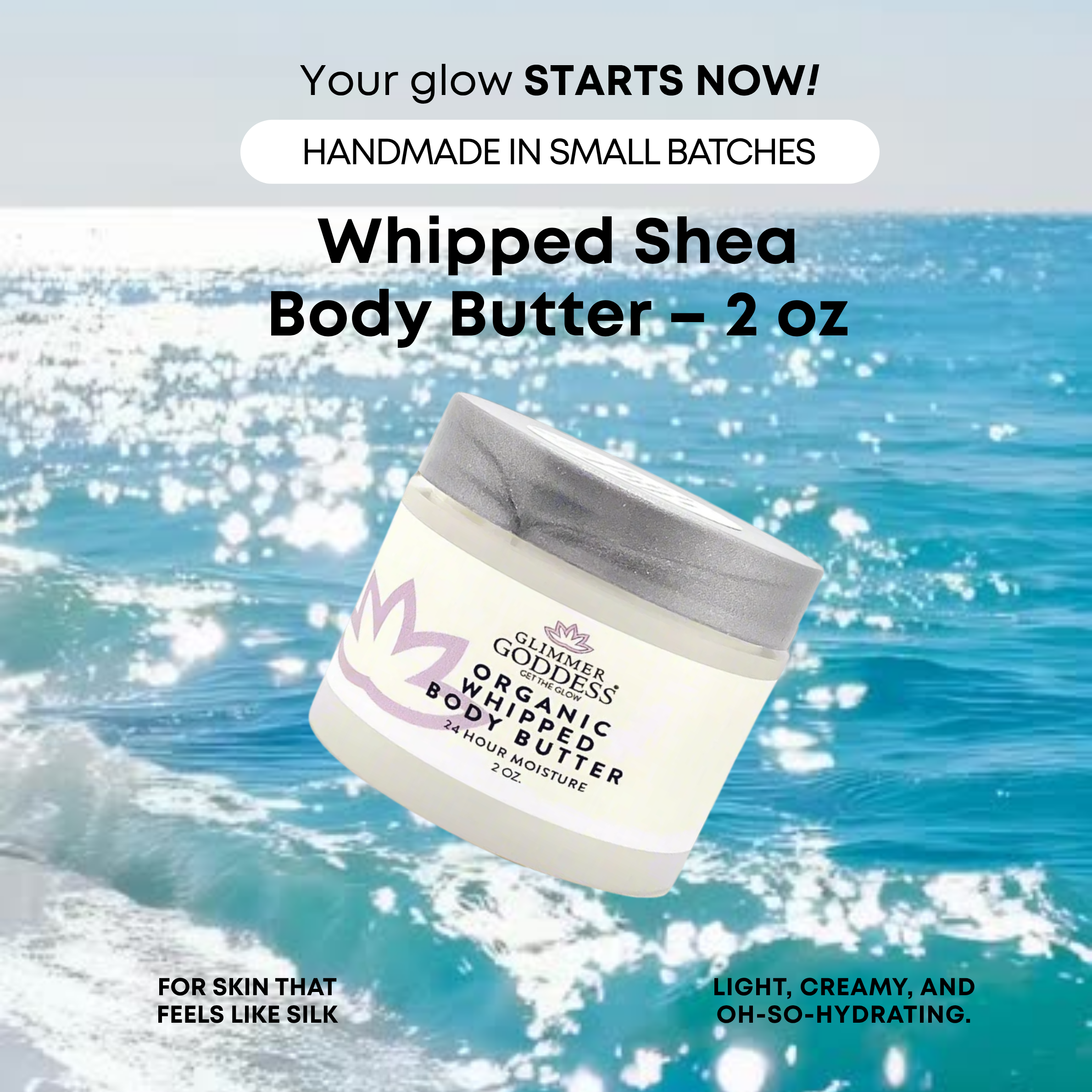 Organic Whipped Body Butter – Mini Travel Size for Dry Skin & Eczema