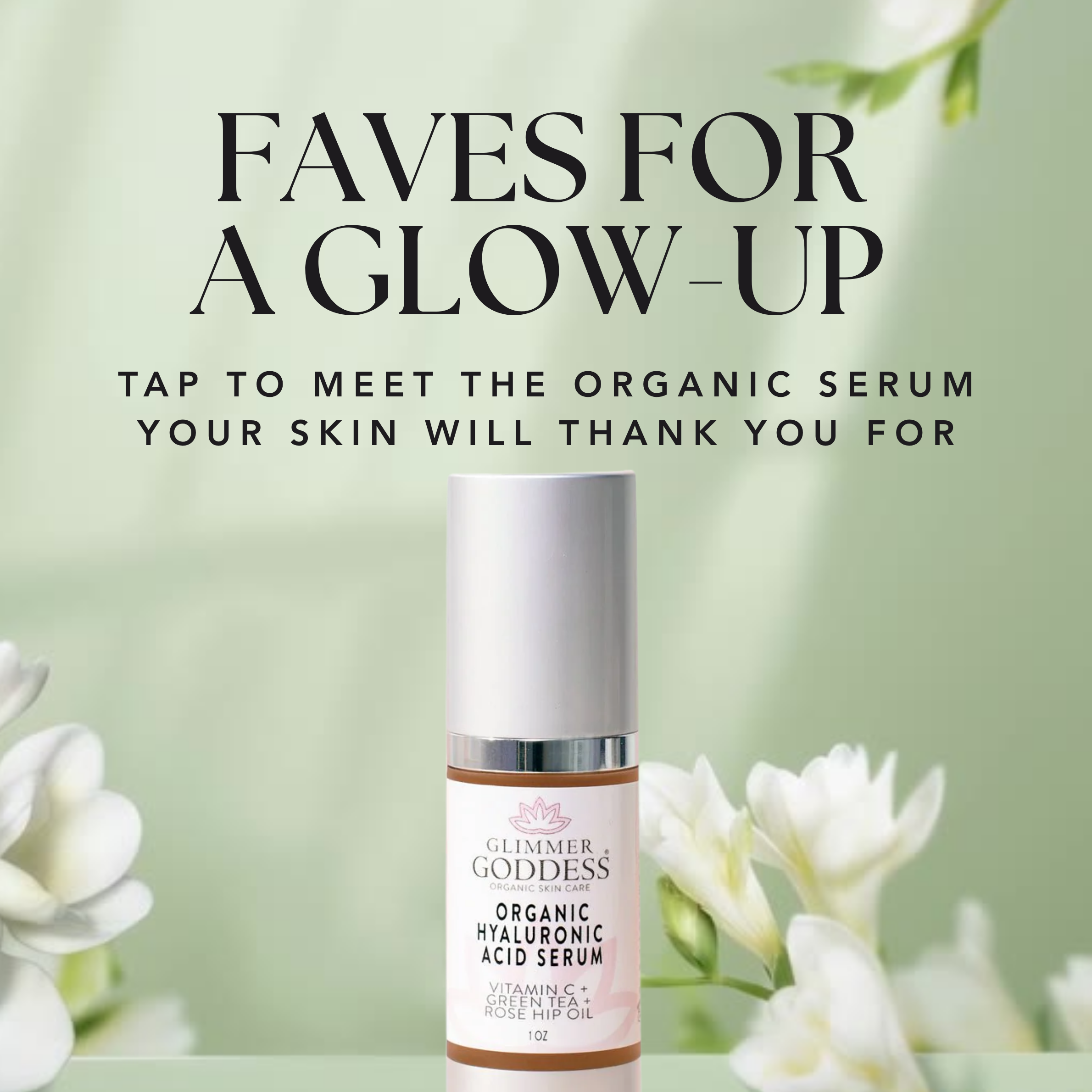Organic Hyaluronic Acid Face Serum – Plumping Hydration 1 oz.