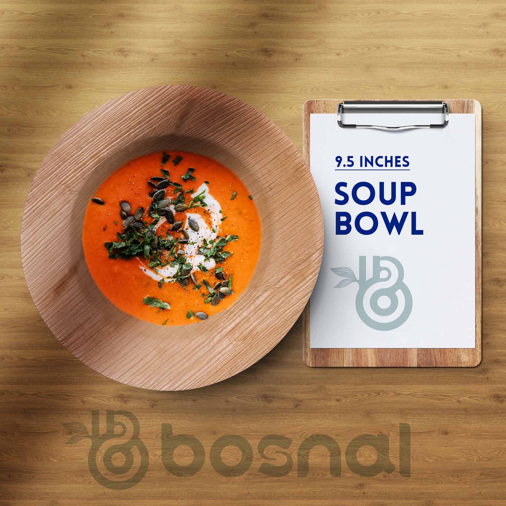 Bosnal Palm Leaf Biodegradable Bowls - 9.5" Round Soup Bowls