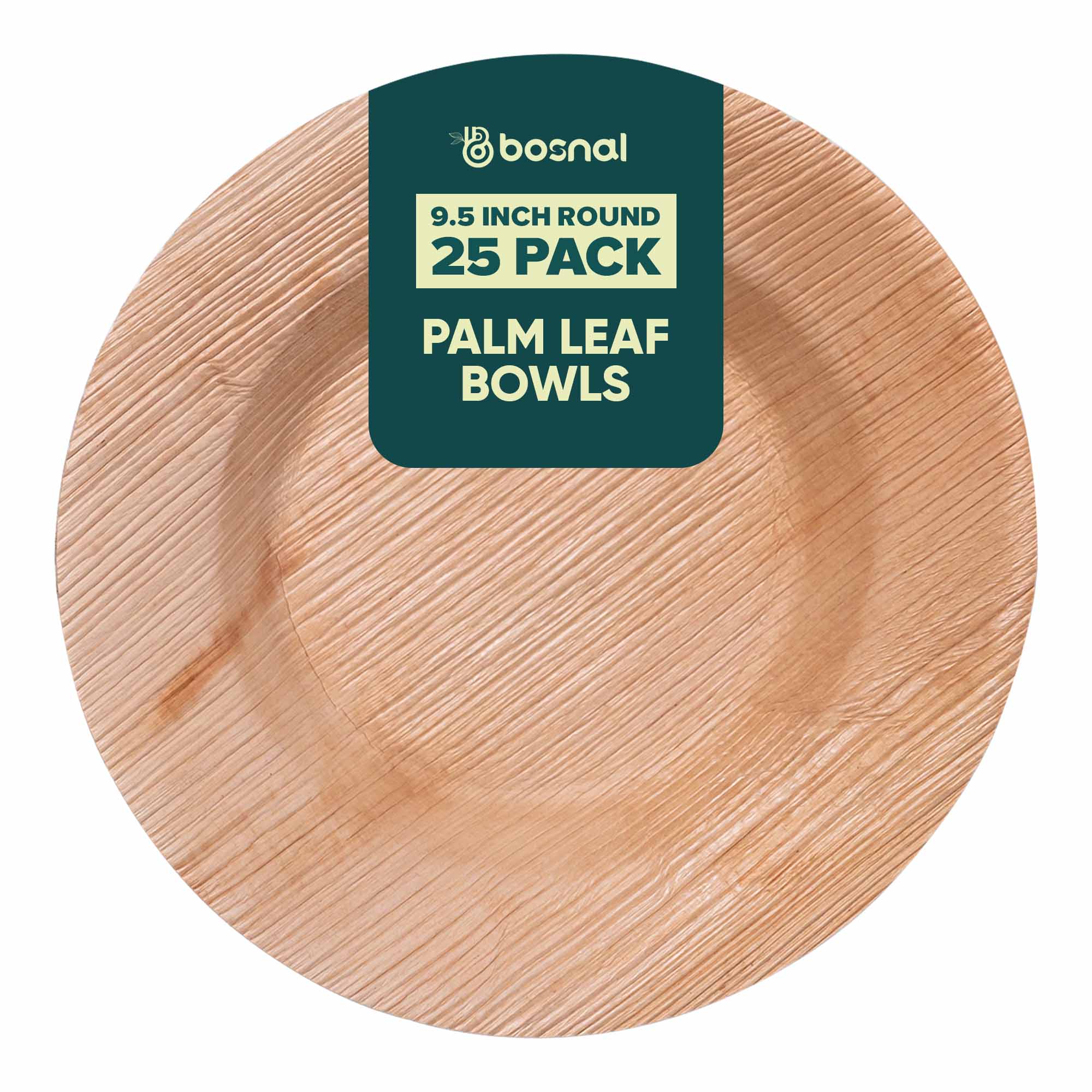 Bosnal Palm Leaf Biodegradable Bowls - 9.5" Round Soup Bowls