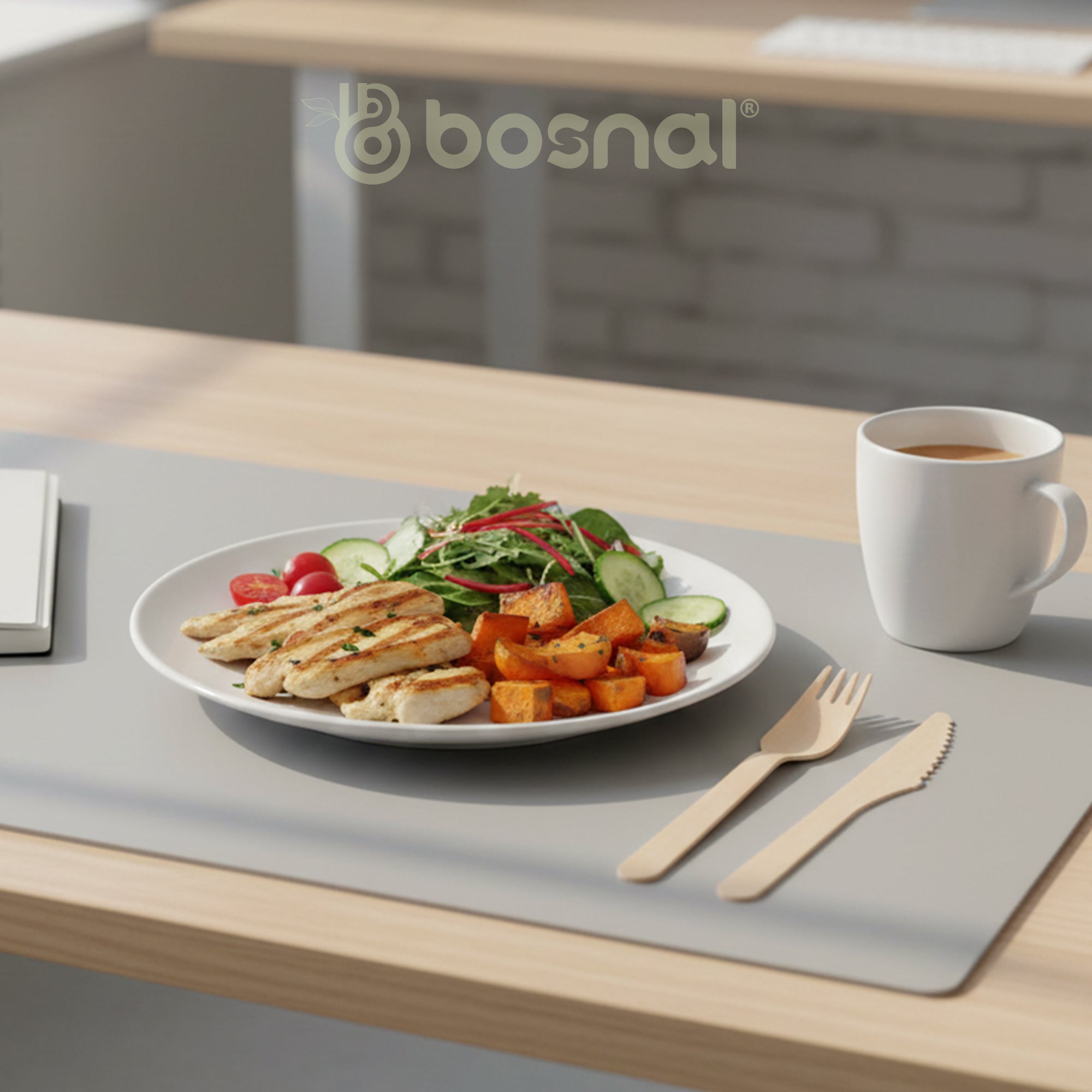 Bosnal Disposable Wooden Cutlery Set (100 Pcs - Birch Wood Spoons, Forks & Knives)